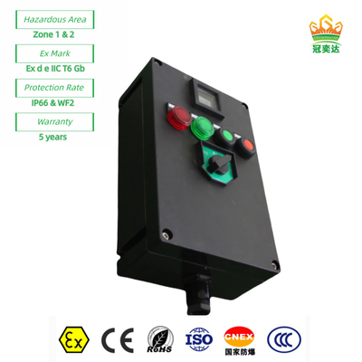 Exproof Fireproof แผนที่ควบคุมสถานีกล่อง Ex e พลาสติกทั้งหมด ((GRP) ปรับแต่ง IP66 220v 380V 10A