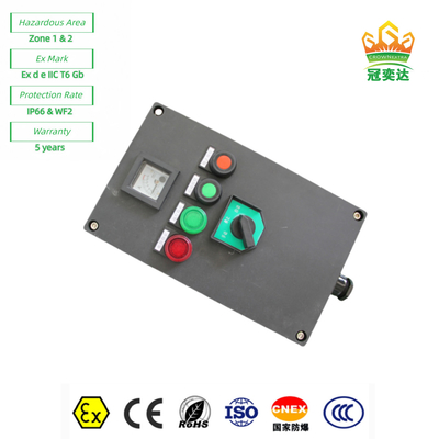 Exproof Fireproof แผนที่ควบคุมสถานีกล่อง Ex e พลาสติกทั้งหมด ((GRP) ปรับแต่ง IP66 220v 380V 10A