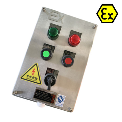 สถานีควบคุมจากเหล็กไร้ขัดสี ATEX IP66 Exd แผ่นควบคุมกันไฟ พร้อมสายไฟกันระเบิด Port 10A