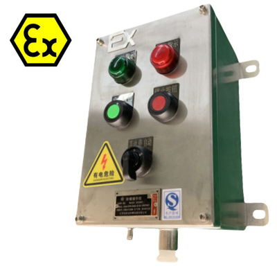 สถานีควบคุมจากเหล็กไร้ขัดสี ATEX IP66 Exd แผ่นควบคุมกันไฟ พร้อมสายไฟกันระเบิด Port 10A