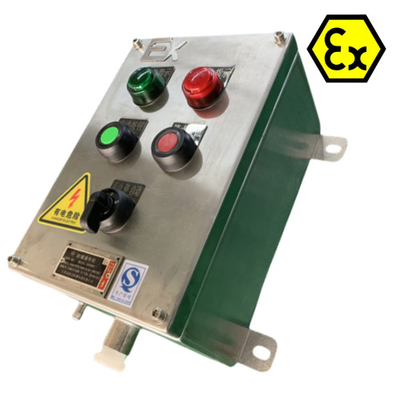 สถานีควบคุมจากเหล็กไร้ขัดสี ATEX IP66 Exd แผ่นควบคุมกันไฟ พร้อมสายไฟกันระเบิด Port 10A