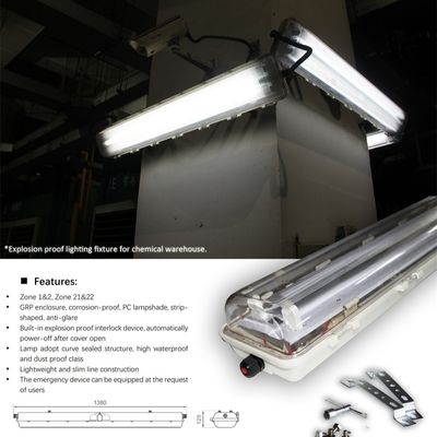 ภาพไฟฟ้า LED T5 ที่ผ่านการรับรอง ATEX กันระเบิด Tube 18W & 36W, IP66 กันน้ําสําหรับน้ํามัน & ก๊าซ & เคมี