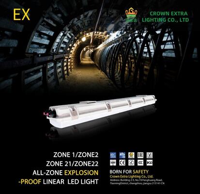 GRP Enclosure Explosion Proof Fluorescent Light 590mm 18W หลอดกันไฟ พร้อมตัวเลือกฉุกเฉินสําหรับโซนโกดัง 1/โซน 21